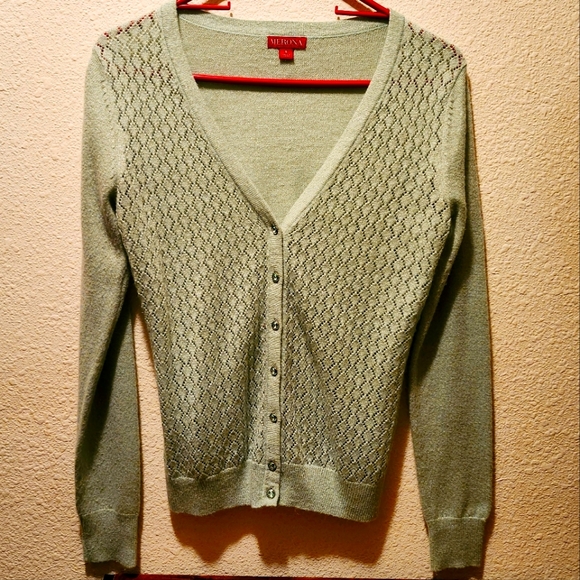 Merona Sparkly Mint-Blue Cardigan - Picture 2 of 7